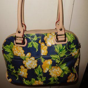 Tignanello Multi-Colored (Green, Black, Yellow) Floral Shoulder Bag